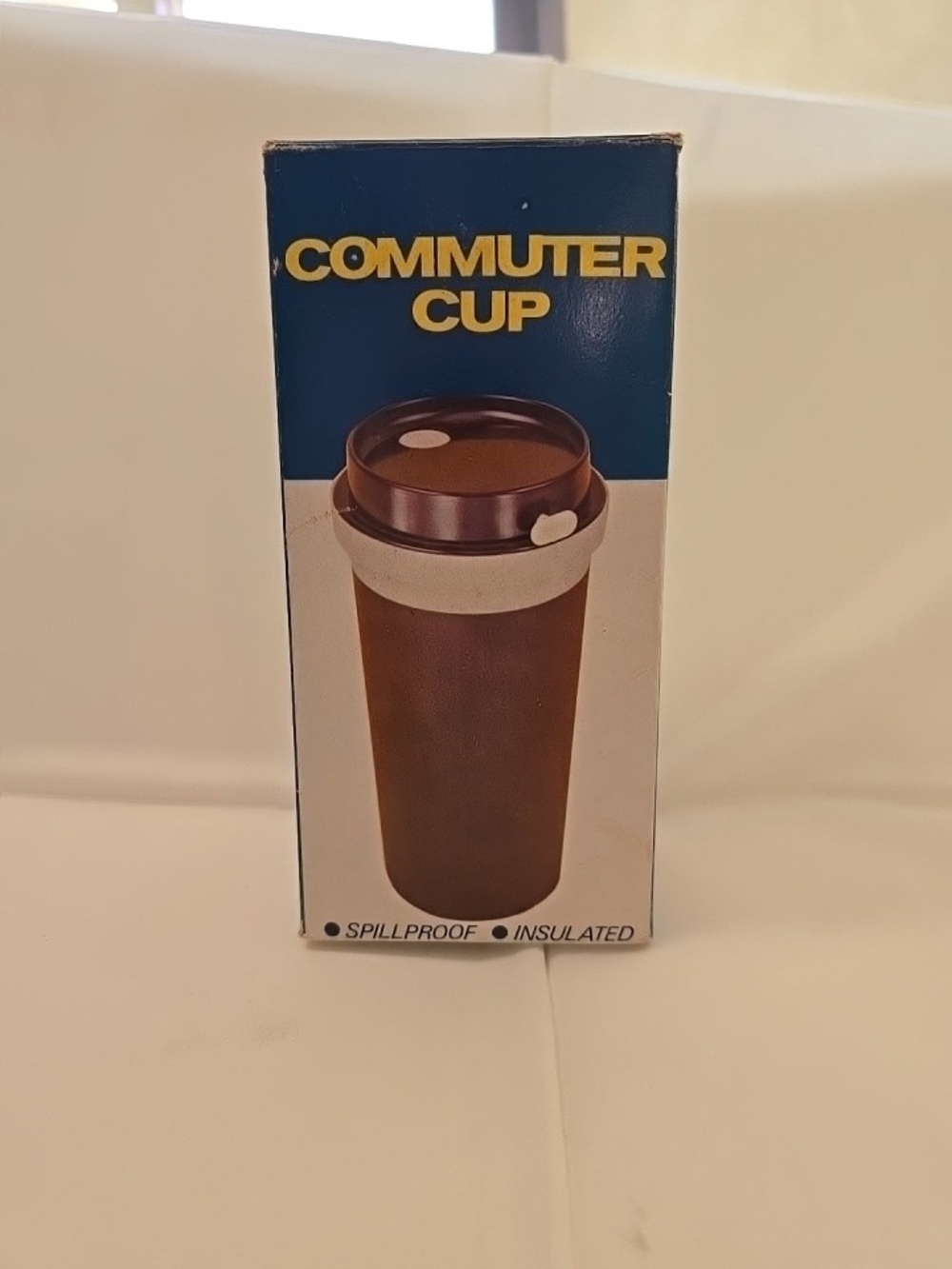 Vintage 1970s Commuter Cup 12 Oz Brown Tan Insulated Spillproof Travel Mug